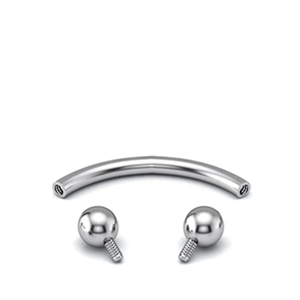 Piercing Banane en Titane à filetage interne, orné de billes – Image 2