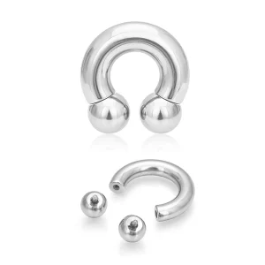 Piercing Fer à Cheval gros diamètre en Acier Chirurgical à filetage interne, orné de billes