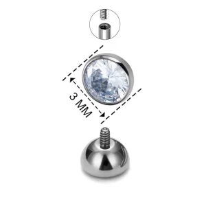 Embout Convexe en Titane pour Piercing avec Zircon