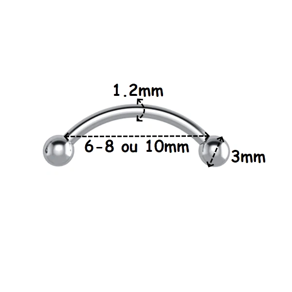 Piercing Banane en Titane à filetage interne, orné de billes – Image 3