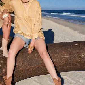 Blouse légère en coton de couleur