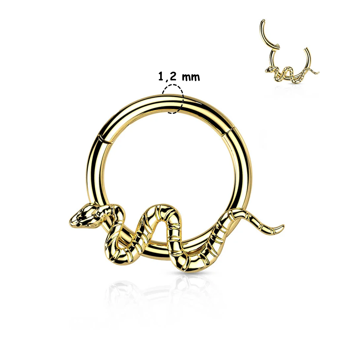 Anneau Charnière Titane à Motif Serpent Ondulant en Relief – Image 6