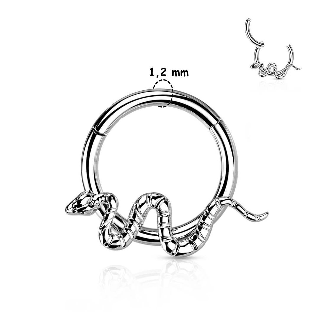 Anneau Charnière Titane à Motif Serpent Ondulant en Relief – Image 5