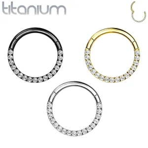 Anneau Charnière Titane à Arc Pavé de Zirconiums 6–12 mm