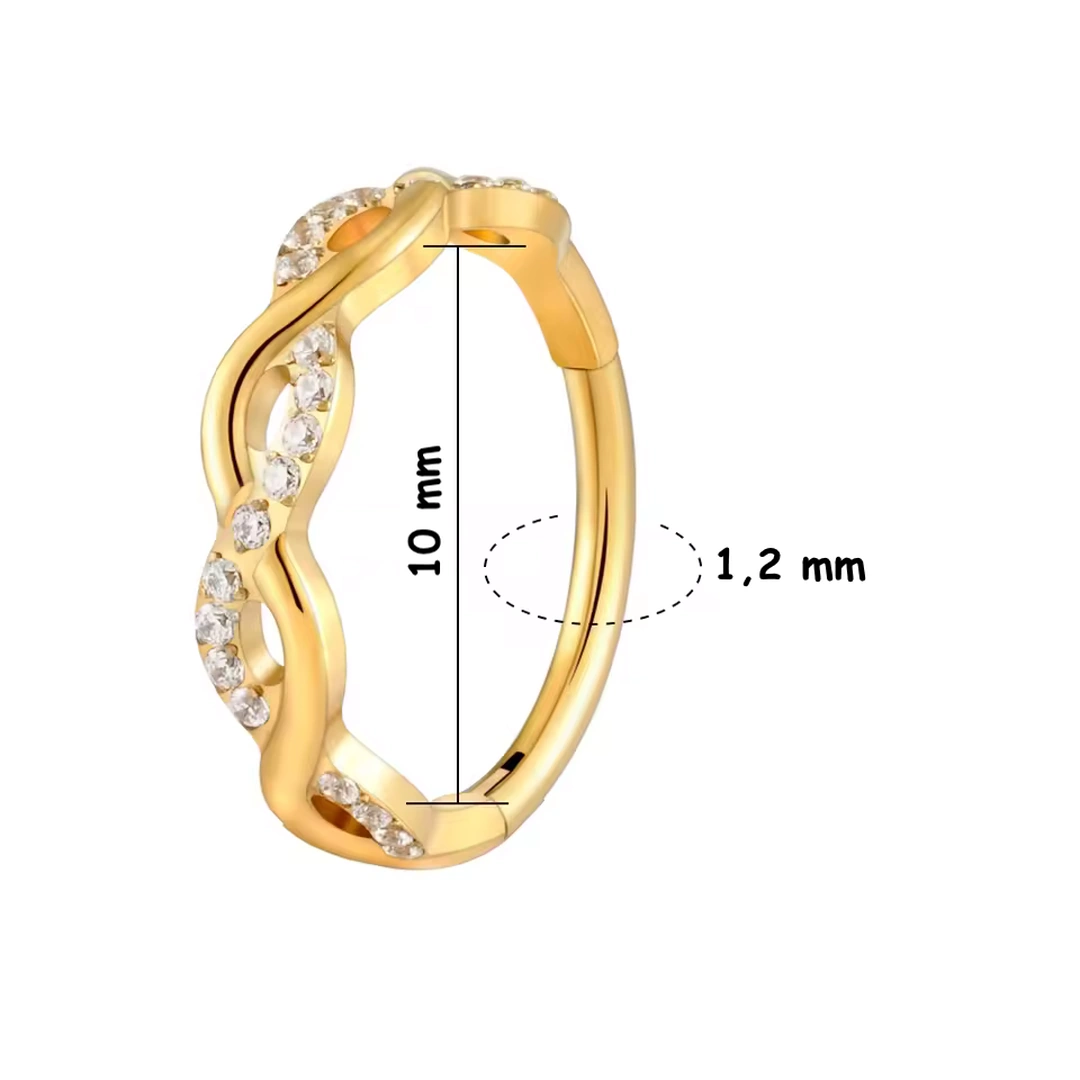 Anneau Clicker Titane Torsadé à Zircons Sertis – Image 7