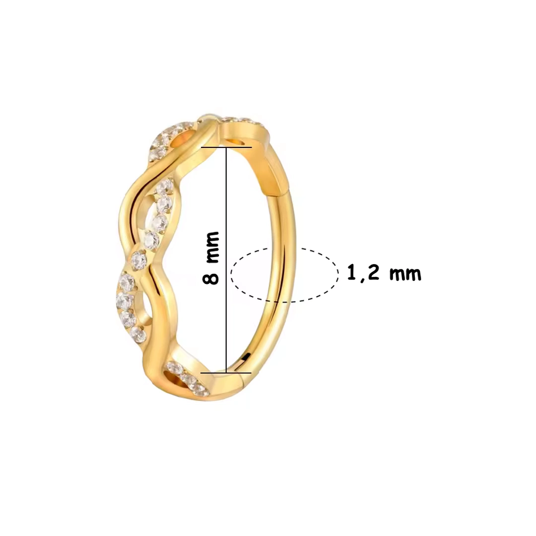 Anneau Clicker Titane Torsadé à Zircons Sertis – Image 6