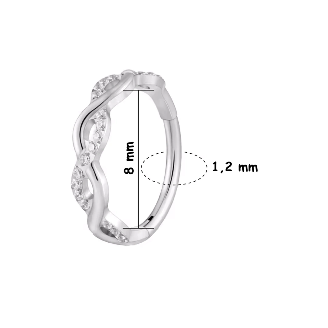 Anneau Clicker Titane Torsadé à Zircons Sertis – Image 3