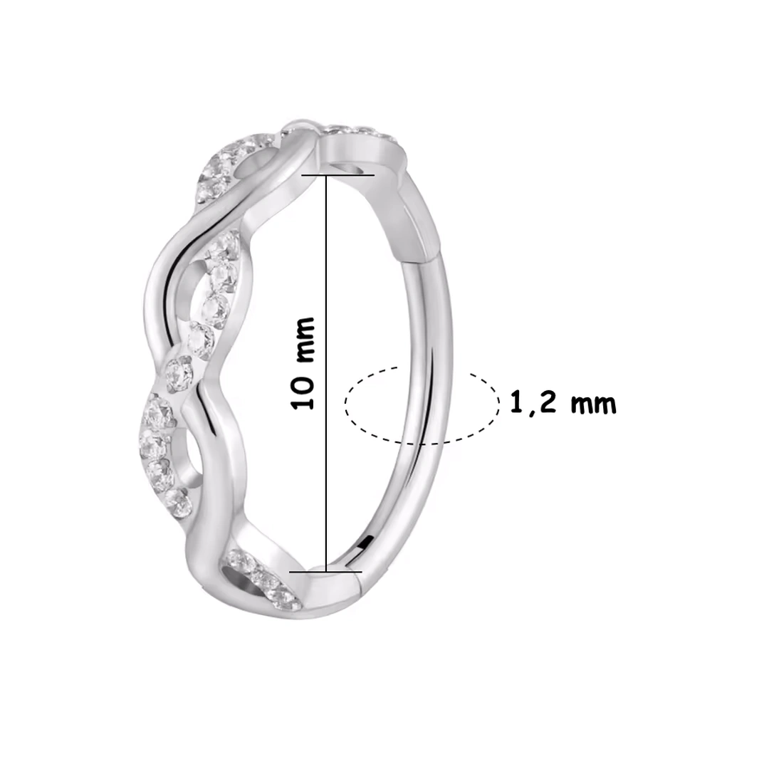 Anneau Clicker Titane Torsadé à Zircons Sertis – Image 4