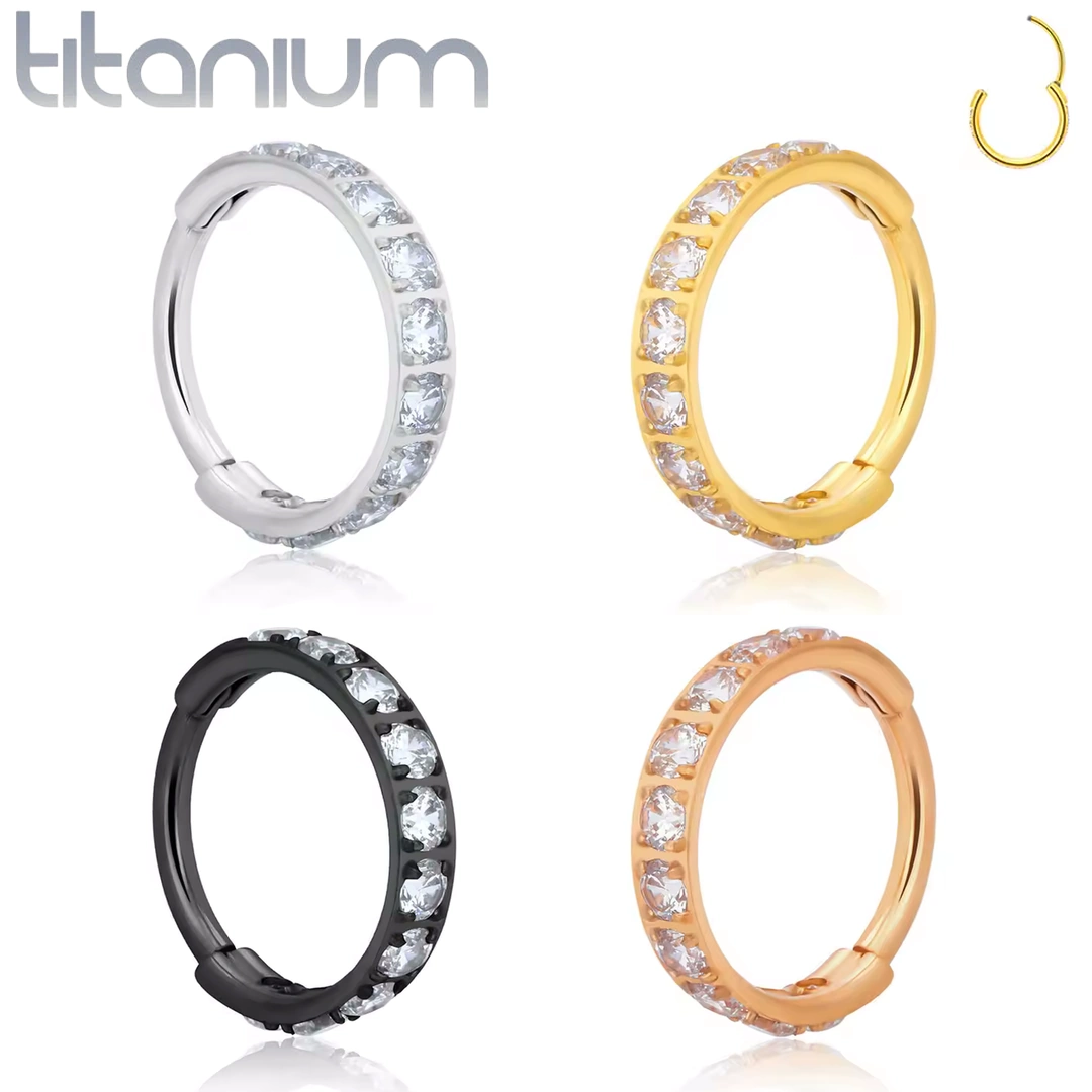 Anneau Clicker en Titane Serti de Zirconiums – 8 à 12 mm – Image 2