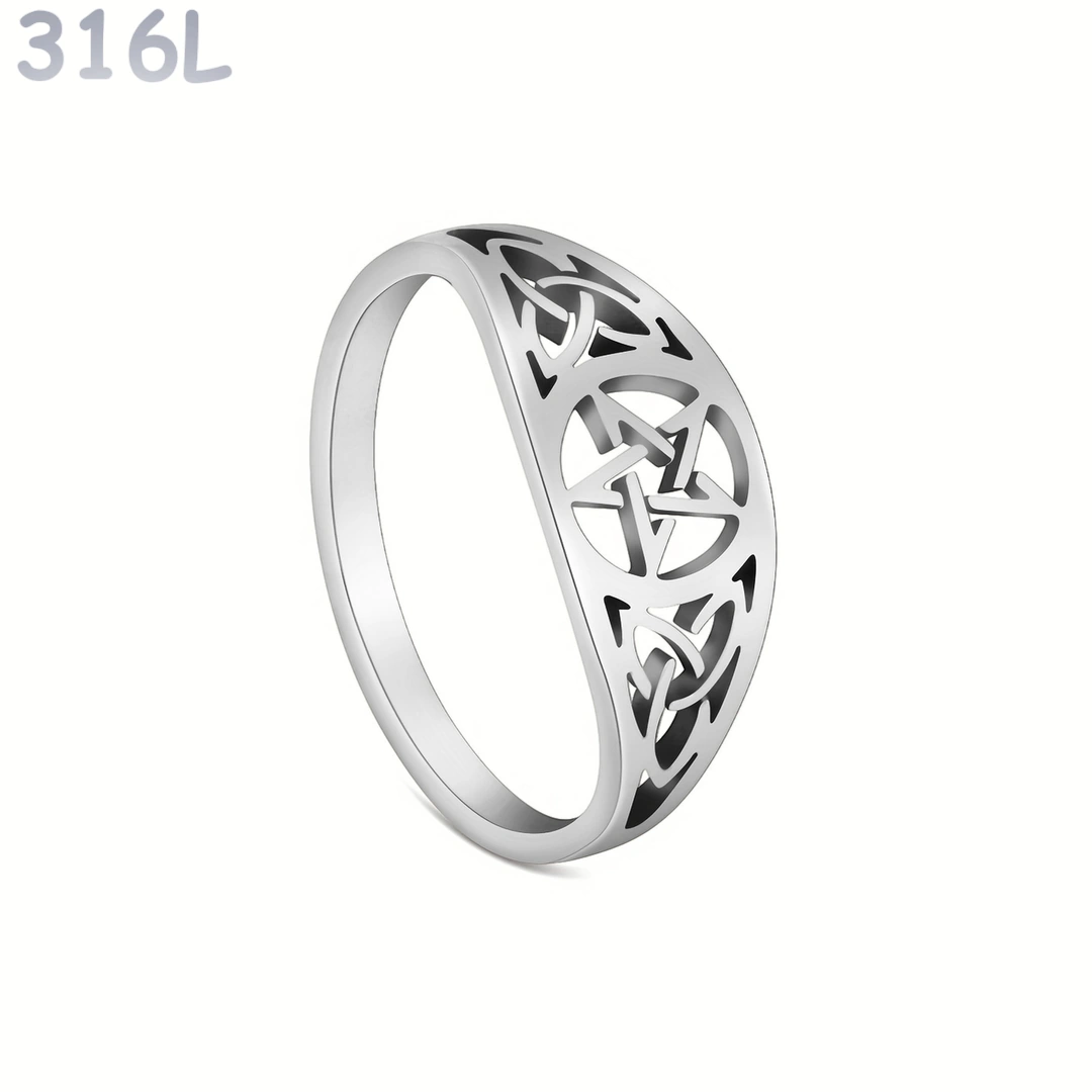 Bague Ajourée Pentacle et Nœuds de la Trinité – Image 2