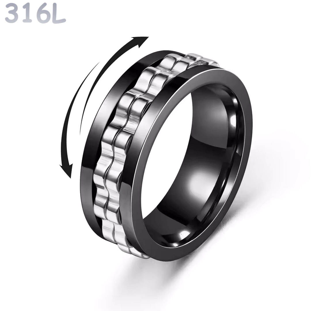 Bague Anti-Stress à Double Anneau Rotatif Cranté – Image 8