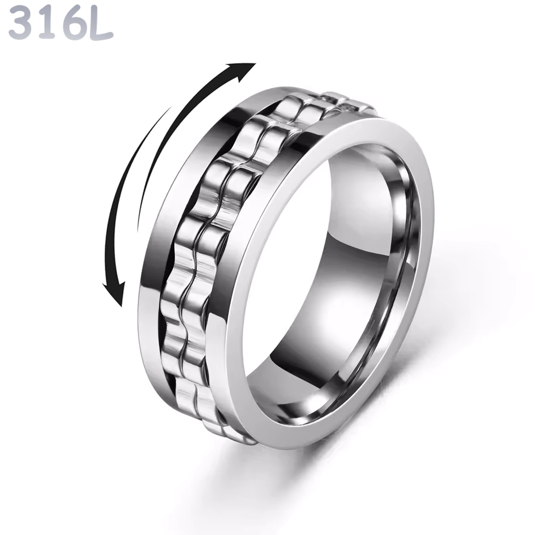 Bague Anti-Stress à Double Anneau Rotatif Cranté – Image 4