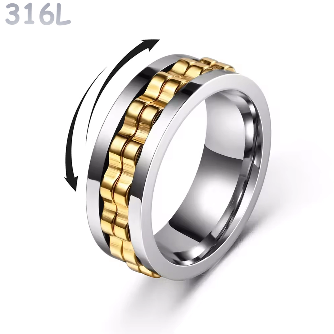 Bague Anti-Stress à Double Anneau Rotatif Cranté – Image 5