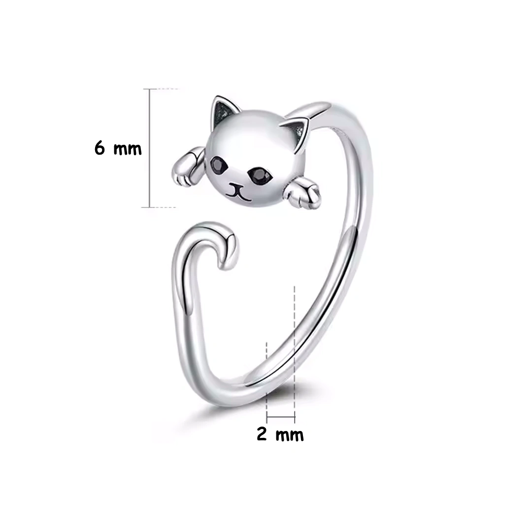 Bague Chat Espiègle Réglable en Acier Inoxydable – Image 6