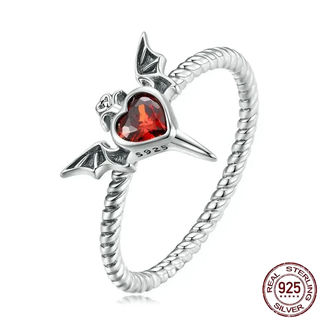 Bague Cœur Ailé Transpercé d’un Poignard en Argent 925 – Image 2