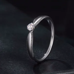 Bague Femme en Argent 925 Rehaussée d’une Pierre de Moissanite