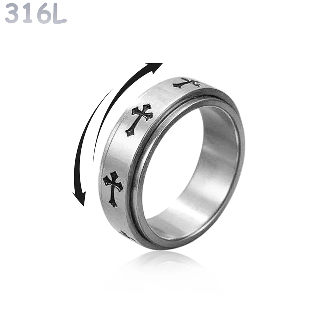 Bague Rotative Anti-Stress à Croix Gothiques en Acier 316L – Image 4