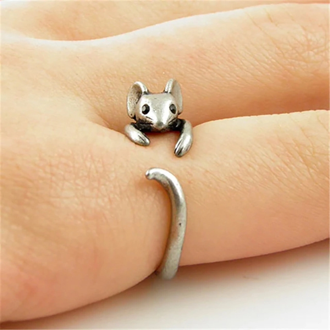 Bague Ouverte Souris en Laiton – Taille Réglable – Image 4