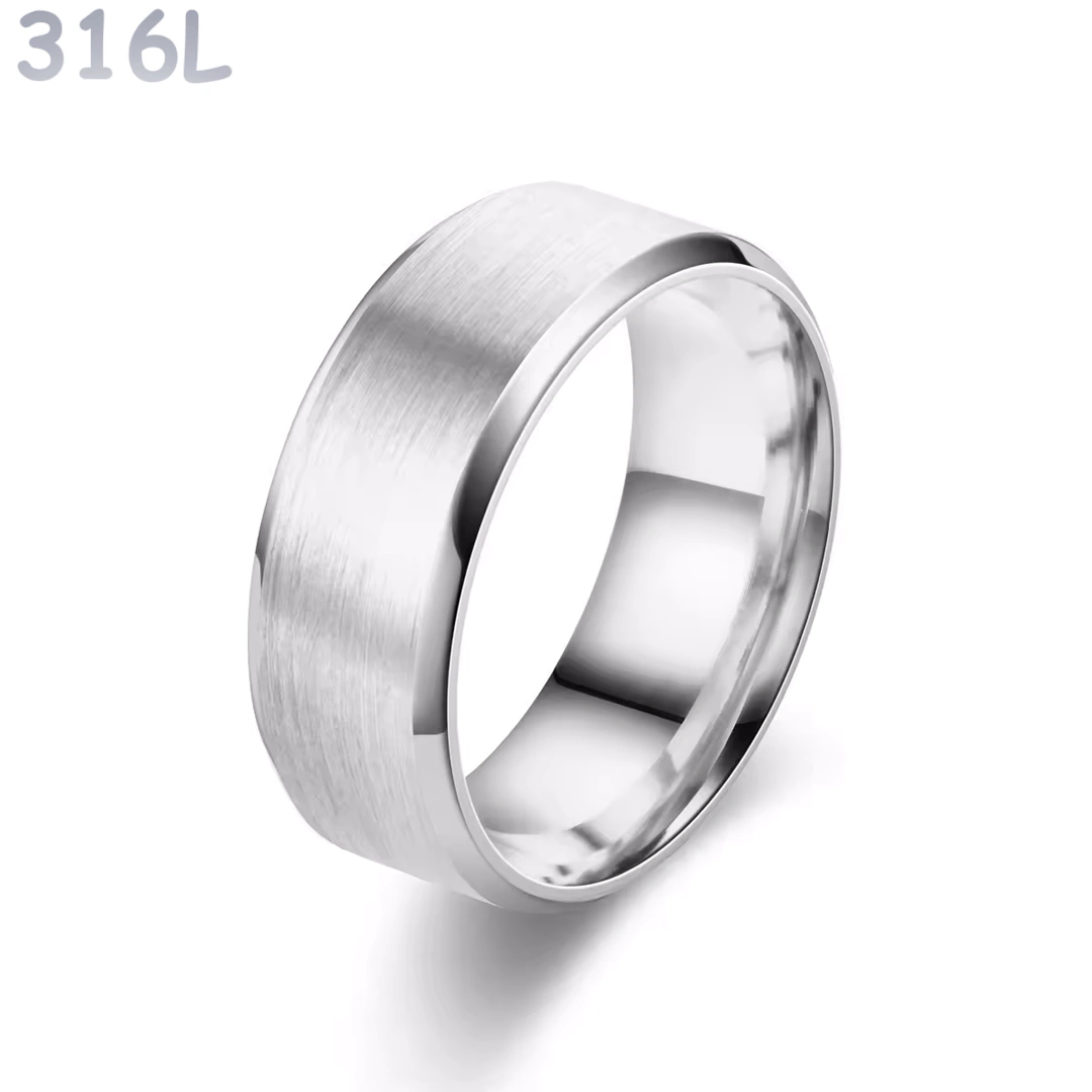 Bague Unisexe Acier 316L Brossé 8 mm à Bordures Polies – Image 4