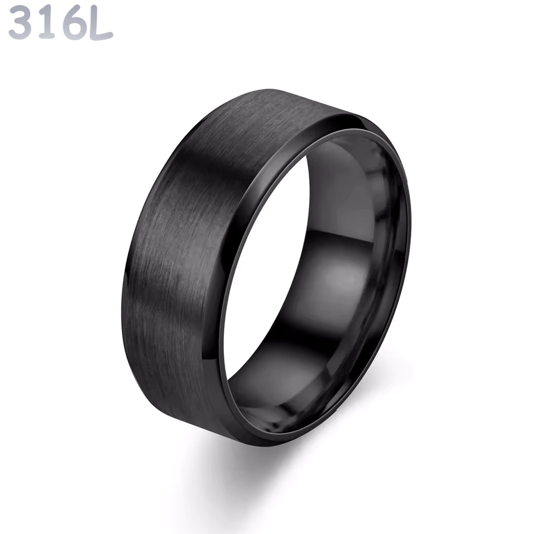 Bague Unisexe Acier 316L Brossé 8 mm à Bordures Polies – Image 5