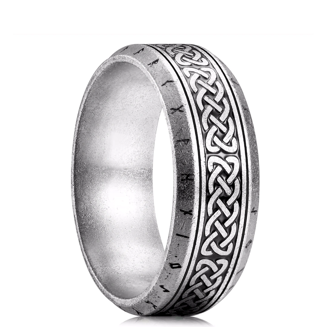 Bague Viking Homme avec Nœuds Celtiques et Runes Nordiques – Image 2