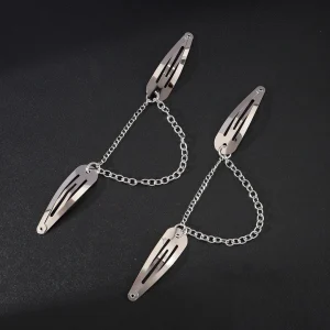 Barrettes à Cheveux Gothiques Reliées par Chaînes Fines