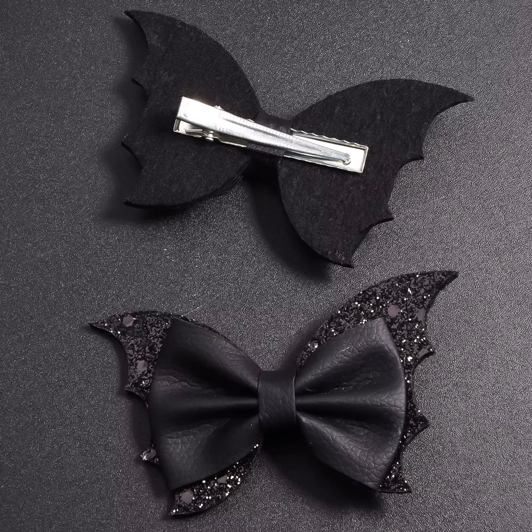 Barrette Nœud Papillon en Cuir & Ailes de Chauve-Souris – Image 3