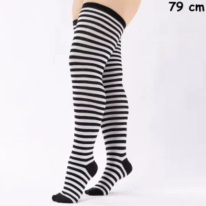 Bas rayés noir & blanc – 79 cm, extra-longs