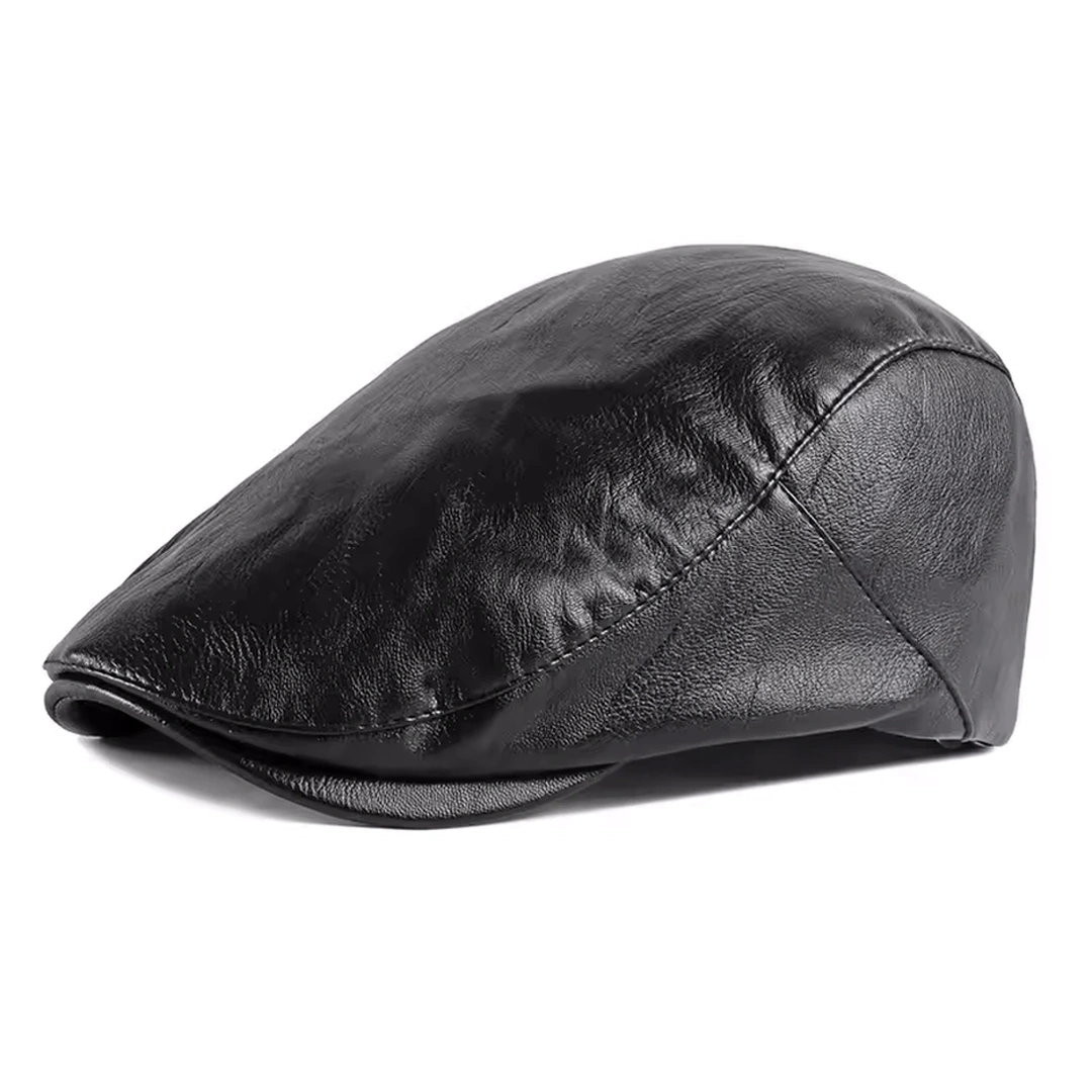 Béret Duckbill Noir en Cuir Synthétique pour Homme – Image 3