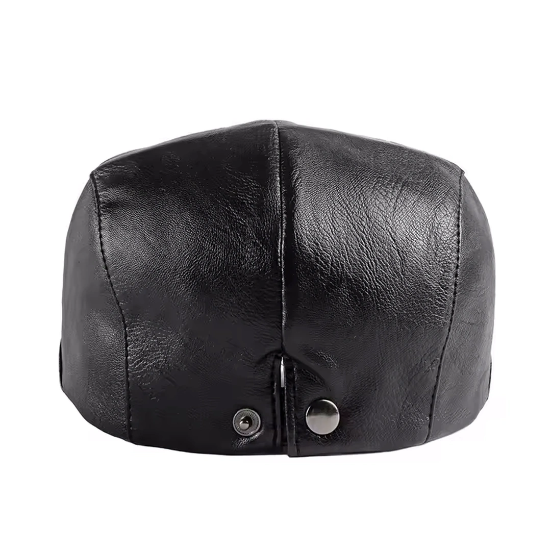 Béret Duckbill Noir en Cuir Synthétique pour Homme – Image 6