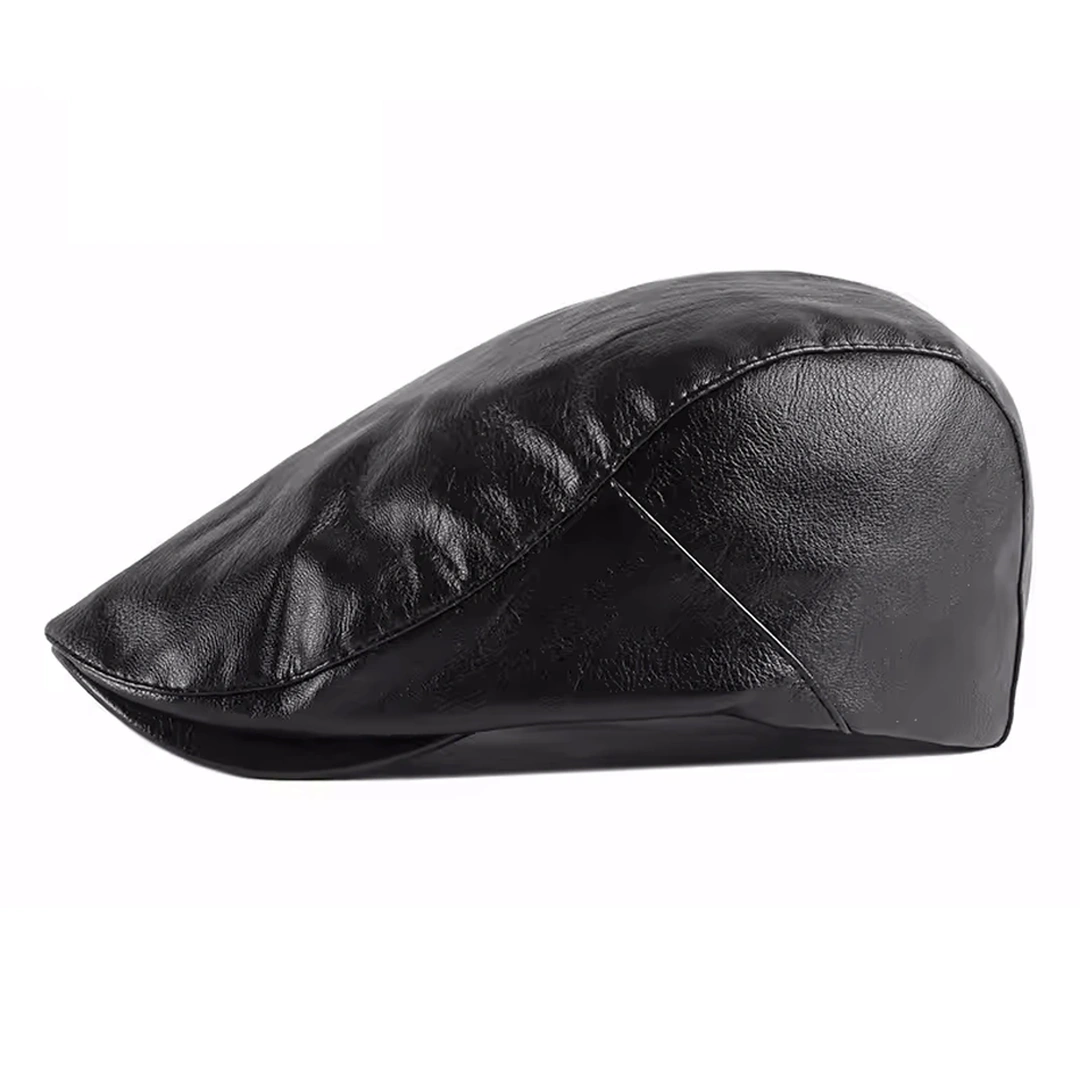 Béret Duckbill Noir en Cuir Synthétique pour Homme – Image 4