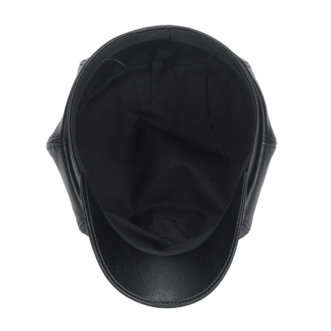Béret Gavroche Noir en Cuir Synthétique pour Femme – Image 7