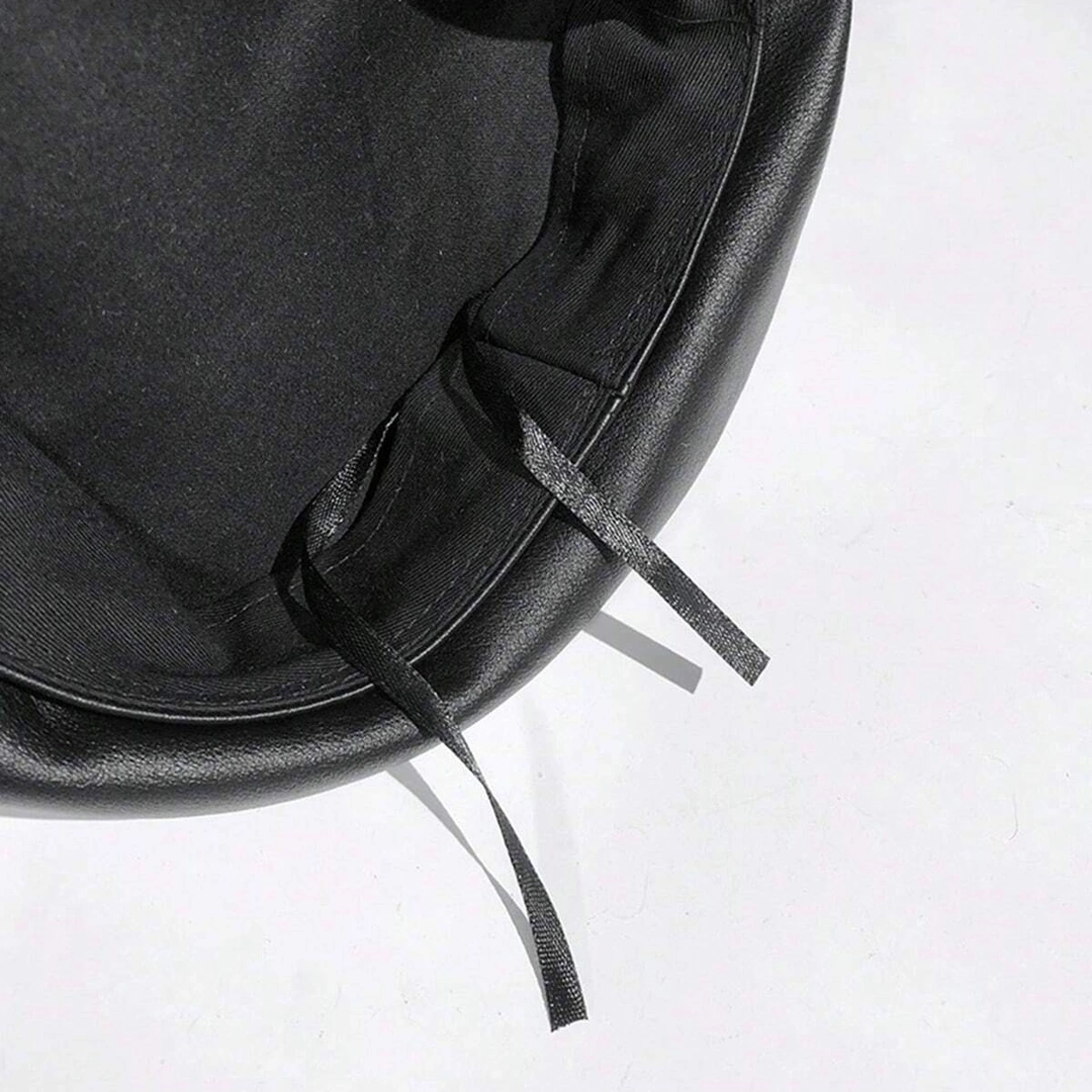 Béret Militaire Noir Femme en Cuir Synthétique avec Chaîne – Image 5