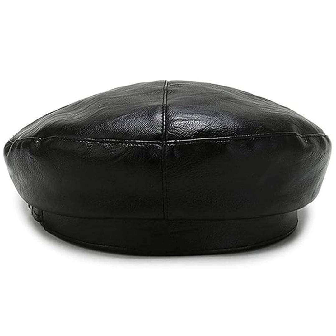 Béret Militaire Noir Femme en Cuir Synthétique avec Chaîne – Image 6