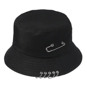 Bob Noir en Coton avec Anneaux Métalliques & Épingle