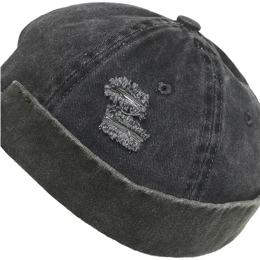 Bonnet Docker Gris en Denim pour Homme Style Grunge Rock – Image 6