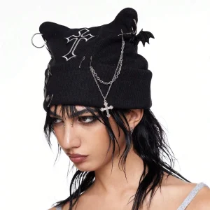Bonnet Gothique Noir Oreilles de Chat & Accessoires