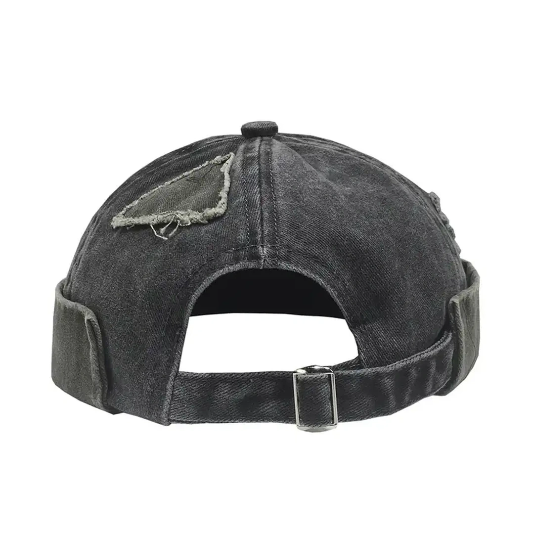 Bonnet Docker Gris en Denim pour Homme Style Grunge Rock – Image 4