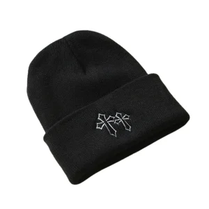Bonnet Noir Croix Gothiques Brodées Chaud & Léger
