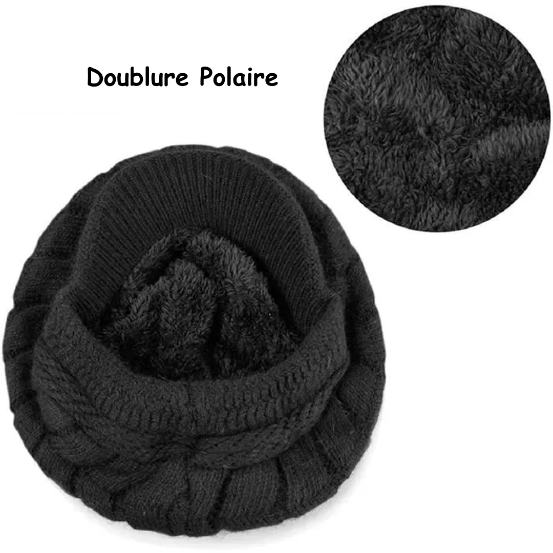 Bonnet Noir Femme en Tricot Torsadé avec Visière – Image 4