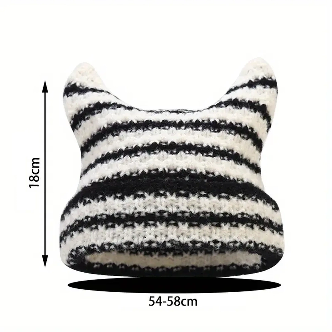 Bonnet Tricoté avec Oreilles de Chat pour Femme – Image 5