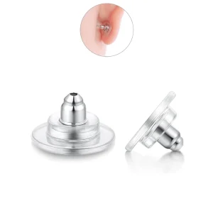 Bouchons de Boucles d’Oreilles en Acier et Caoutchouc Transparent