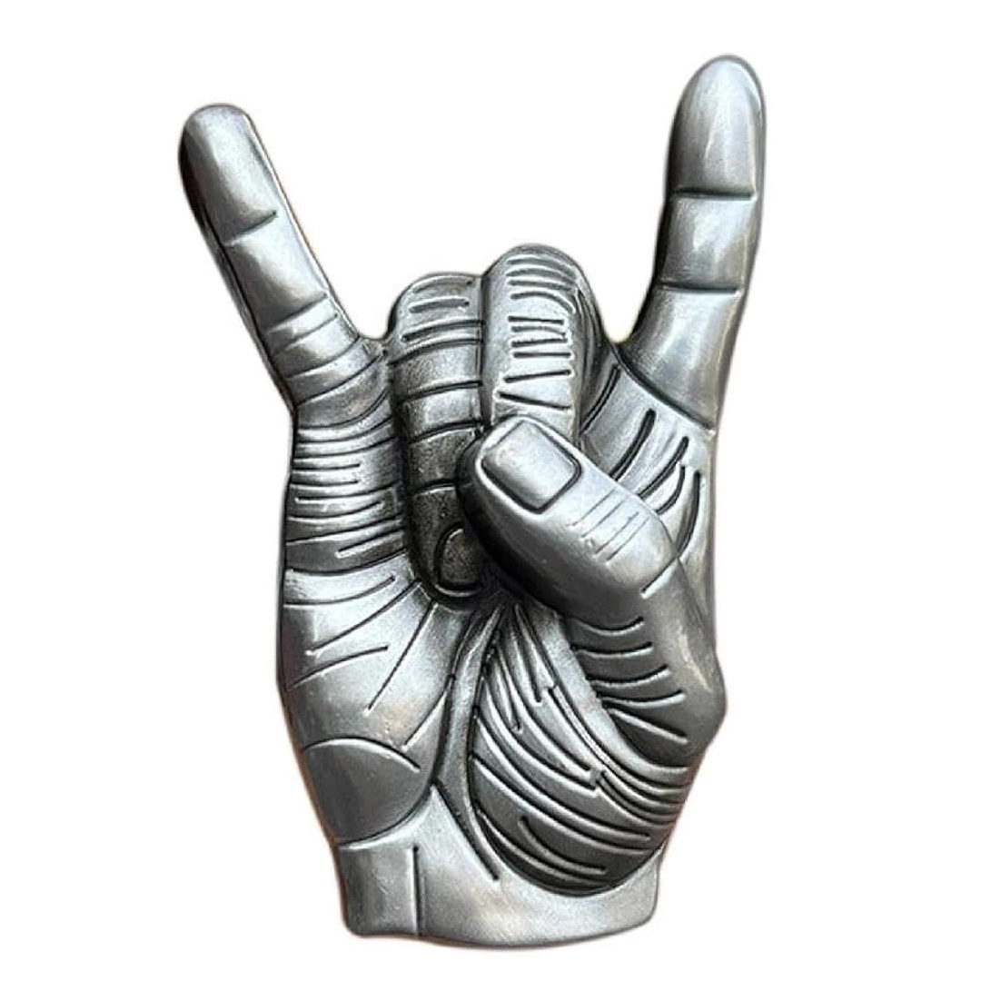 Boucle de Ceinture Rock Signe Cornes du Diable en Acier – Image 4