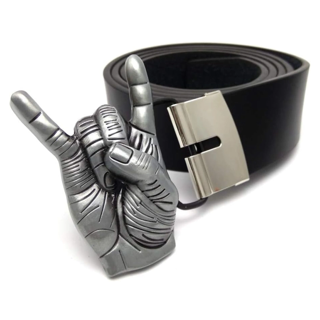 Boucle de Ceinture Rock Signe Cornes du Diable en Acier – Image 3