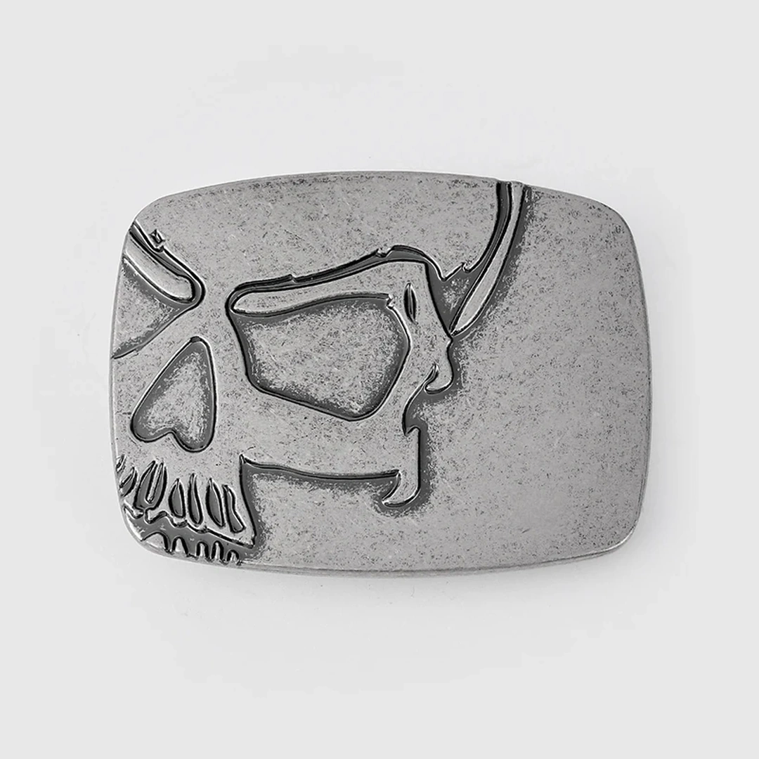 Boucle de Ceinture Tête de Mort en Acier Gravé – Image 2