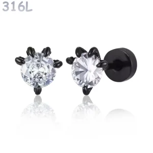 Boucles d’Oreilles à Zircon Serti par 5 Griffes Démoniaques