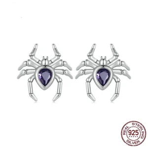 Boucles d’oreilles Araignée Argent 925 Zircon Améthyste