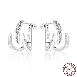 Boucles d’oreilles Griffes Argent 925 & Zircons Pavés