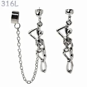 Boucles d’oreilles Squelettes Pendus en Acier 316L