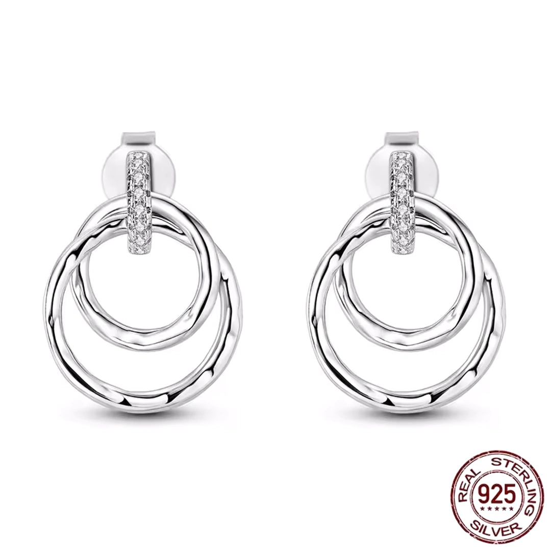 Boucles d’oreilles Triple Anneaux Entrelacés en Argent 925 – Image 4
